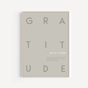 Gratitude Print | PRINTABLE | Definition Wall Art | Minimal Aesthetic Quote Prints | Inspirational Quotes | Modern Wall Art | Sage Green