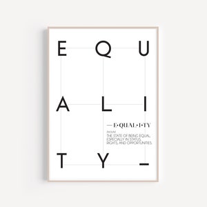 Equality Definition Art Print | DIGITAL DOWNLOAD | BLM Art Print | Modern Women&#39;s Rights Social Justice Quote Wall Art | Aesthetic Decor