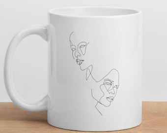 Smug Mischief Face Line Drawing - Face Line Drawing - Mug