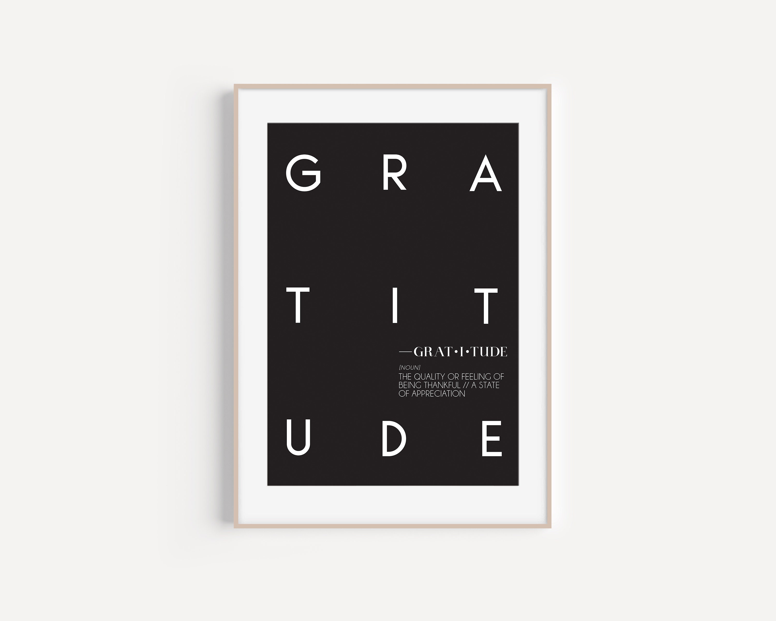 Gratitude Print | PRINTABLE | Definition Wall Art | Minimal Aesthetic ...