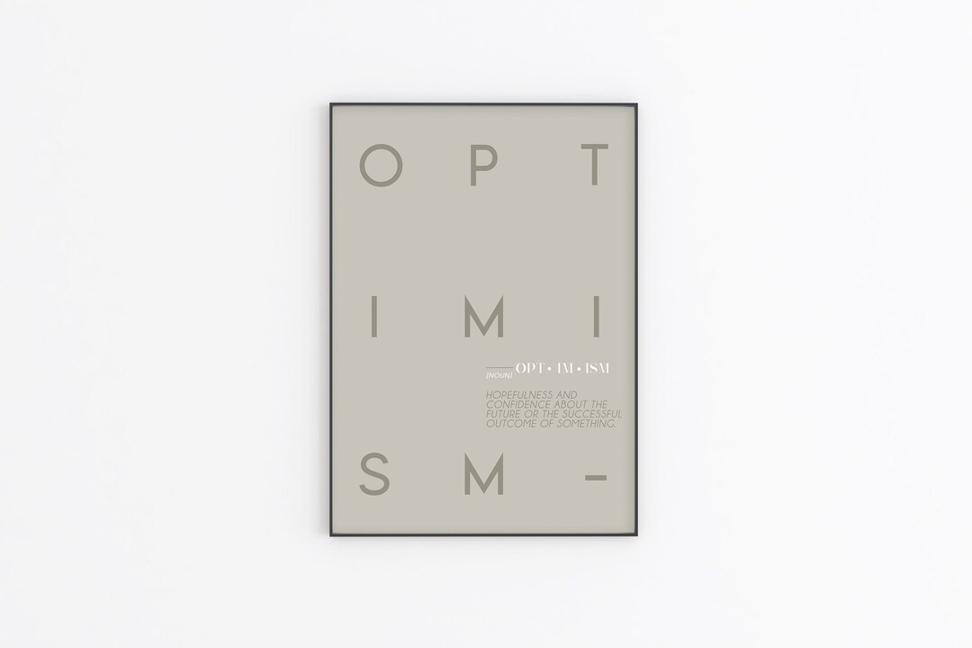 Optimism Print / PRINTABLE Definición Wall Art / Inspirational Quote ...