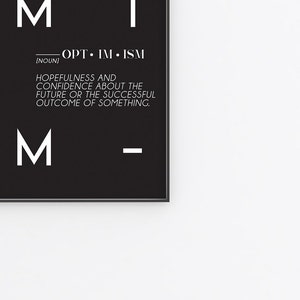 Optimism Definition Print | PRINTABLE | Black and White | Aesthetic ...