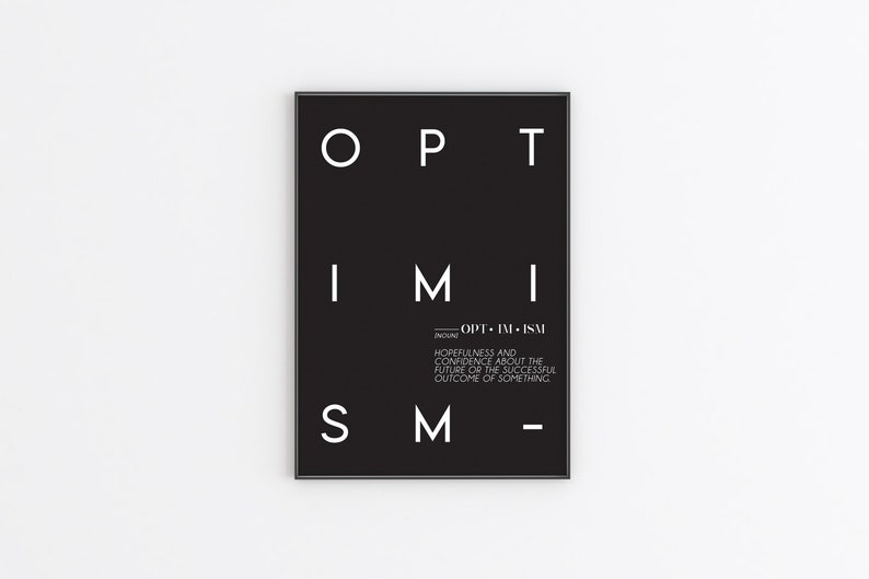 Optimism Definition Print PRINTABLE Black and White | Etsy