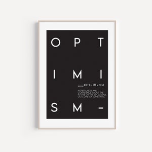 Optimism Definition Print | PRINTABLE | Black and White | Aesthetic ...