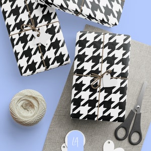 Rotolo di carta da regalo / Motivo a stampa pied de poule / Ideale per Natale, compleanni e molto altro!
