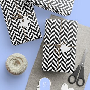 Rotolo di carta da regalo a zigzag / Motivo a spina di pesce / Ideale per Natale, compleanni e molto altro!