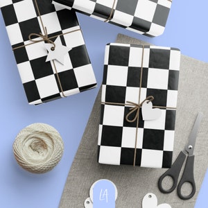 Rotolo di carta da regalo a scacchi / Motivo a scacchi / Ideale per Natale, compleanni e molto altro!