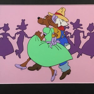 Animation Production Cels - Set von 2 Tanzenden Hunden - 1980er Vintage Production Art