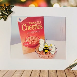Animation Production Cel- Buzz Bee -Sitting On The Cereal Bowl - and Background- Matted - Original - One Of A Kind - 1980&#39;s