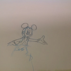 Vintage Animation Produktion Zeichnung - Mickey - Blau und Schwarz Buntstift - 1980&#39;s