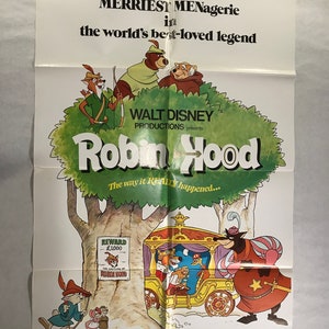 Disney US One Sheet Original Movie Poster “ Robinhood “  Original Vintage 1973 Release in Excellent Condition