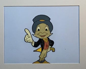 Vintage Walt Disney Animation Production Cel - Jiminy Cricket  - Vintage hand inked line animation production cel -  1950’s