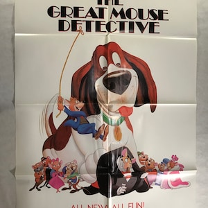 Vintage US One Sheet Original Movie Poster &quot;El gran detective del ratón&quot; Lanzamiento original vintage de 1986 en excelentes condiciones