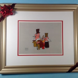 Mr. Magoo&#39;s Christmas Carol Production 2 Cel Setup with Painted Background Framed, UPA, 1960’s