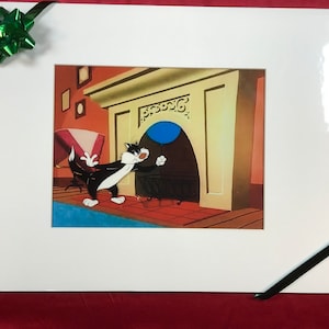 Vintage Sylvester Animation Production Cel + ColorPrint Background - Original - One Of A Kind - 1950’s