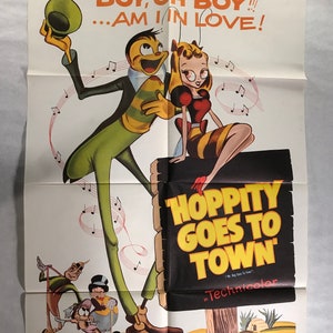 Vintage US One Sheet Original Movie Poster &quot; Hoppity Goes To Town &quot; Original Vintage Max Fleischer 1959 Re-Release in Excellent Condition