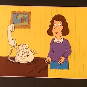 Animation Cel New York Telephone ANIMATED PRODUCTION 2 CEL Setup And Drawings - Matted - Original - One Of A Kind - 1980&#39;s