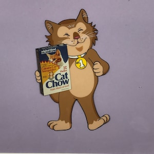 Vintage Animation Production Cel from Classic Cat Chow Television Commercial - 1970’s