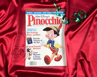Livre vintage de Pinocchio Collectors Magazine sur les oeuvres d'art du film avec affiche amovible - scellé Orig. Enveloppe