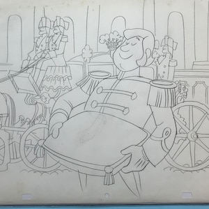 Vintage Animation Production Drawing - From animated Cinderella cartoon production - 1960’s