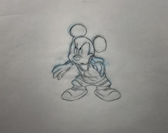 Vintage Walt Disney Animation Mickey Mouse Production Drawing - Vintage  1980’s