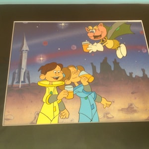 Tang Breakfast Drink Outerspace Animation Produktion 2 Cel Setup + Zeichnung - Original - Unikat - 1980er Jahre