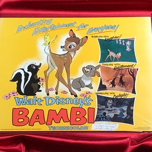 Vintage “ Bambi “ Walt Disney Original Vintage “ TITLE “Theatrical Lobby Card