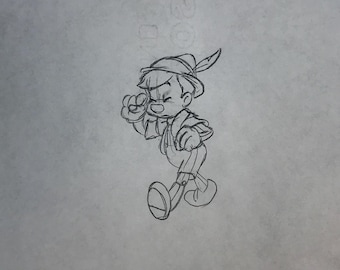 Disney Pinocchio Production Drawing  - 1980's Walt Disney - Disney Animation - Disney Commercial