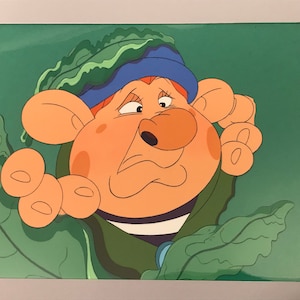Animation Cel Vintage Don Bluth Trol In Central Park Animation Production 2 Cel Setup with Color Print Background