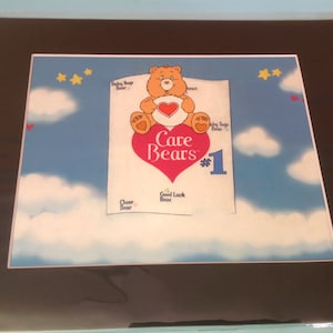 Care Bears Animation Production Cel and Color Print Background - 1980&#39;s - Matted - Original One Of A Kind