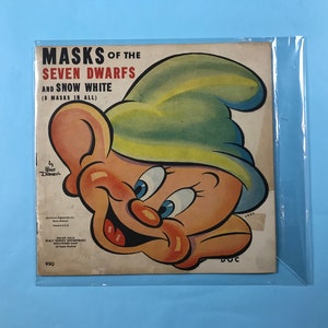 Vintage Snow White Original 1938 Release Vintage Masks - Complete Set - Un-Punched - Collectible Movie Memorabilia