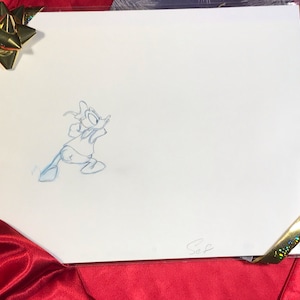 Disney Donald Duck Animation Production Drawing - Blue and Black Pencil - 1980’s Walt Disney, Disney Animation, Disney Collectible