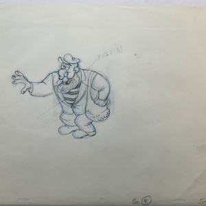 Animation Produktionszeichnung von Jay Ward “ Einbrecher “ Cartoon Charakter - 1960 animierte Cartoon Produktionszeichnung