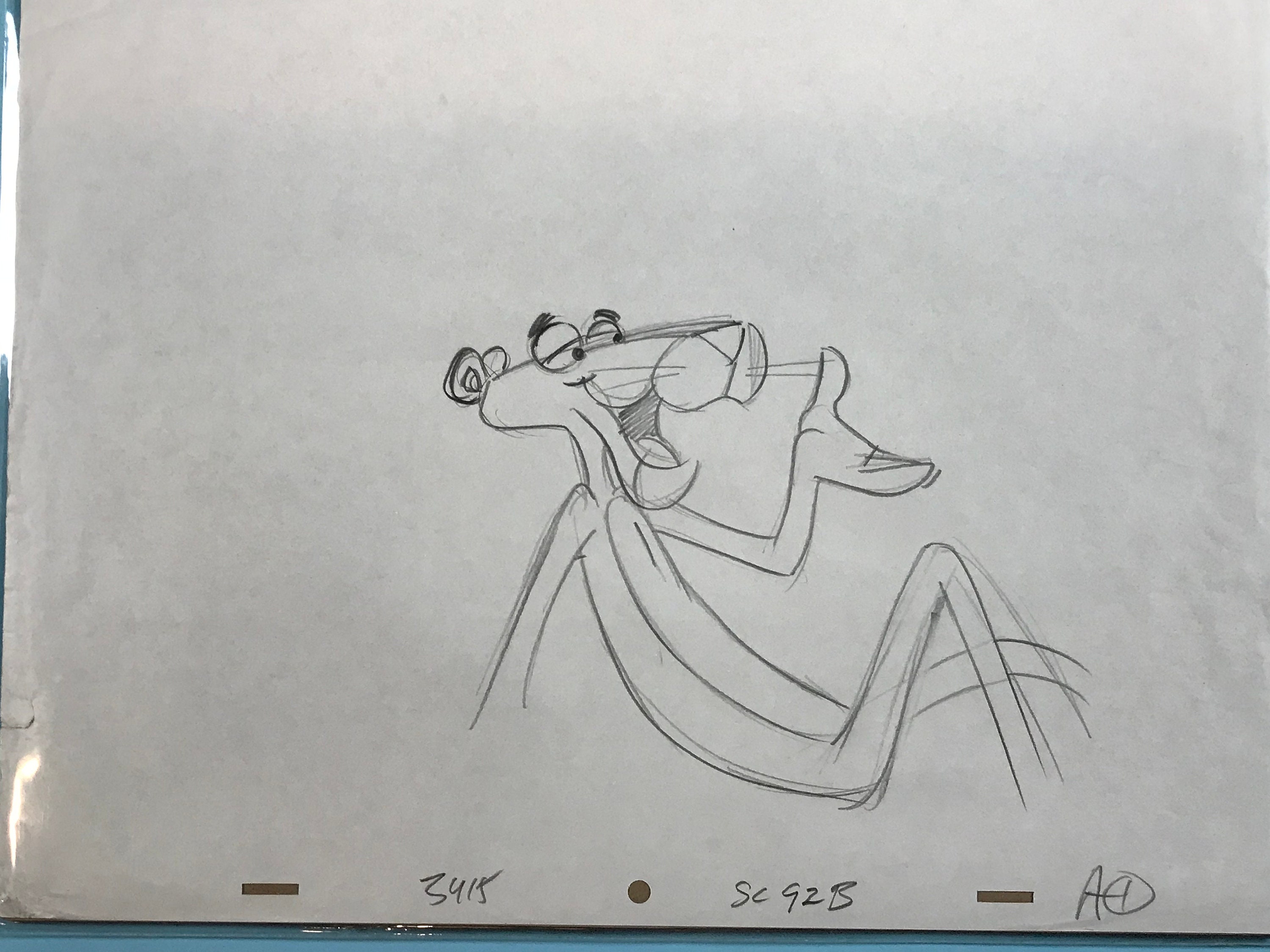 Vintage Pink Panther Animation Production Drawing Black and 