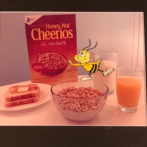HONEYNUT CHEERIOS BEE Production Cel -  Matted - Original - One Of A Kind - 1980&#39;s
