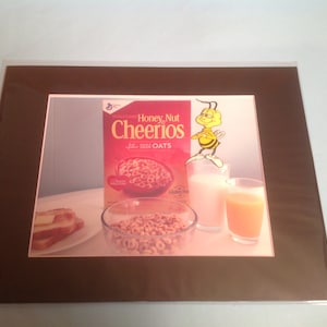 Animation Cel Animation Production Cel  CHEERIOS BEE Standing on Glass and Background- Matted - Original - One Of A Kind - 1980&#39;s