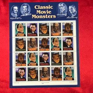 Classic Movie Monsters Stamps- Frankenstein Monster, Dracula, Wolfman