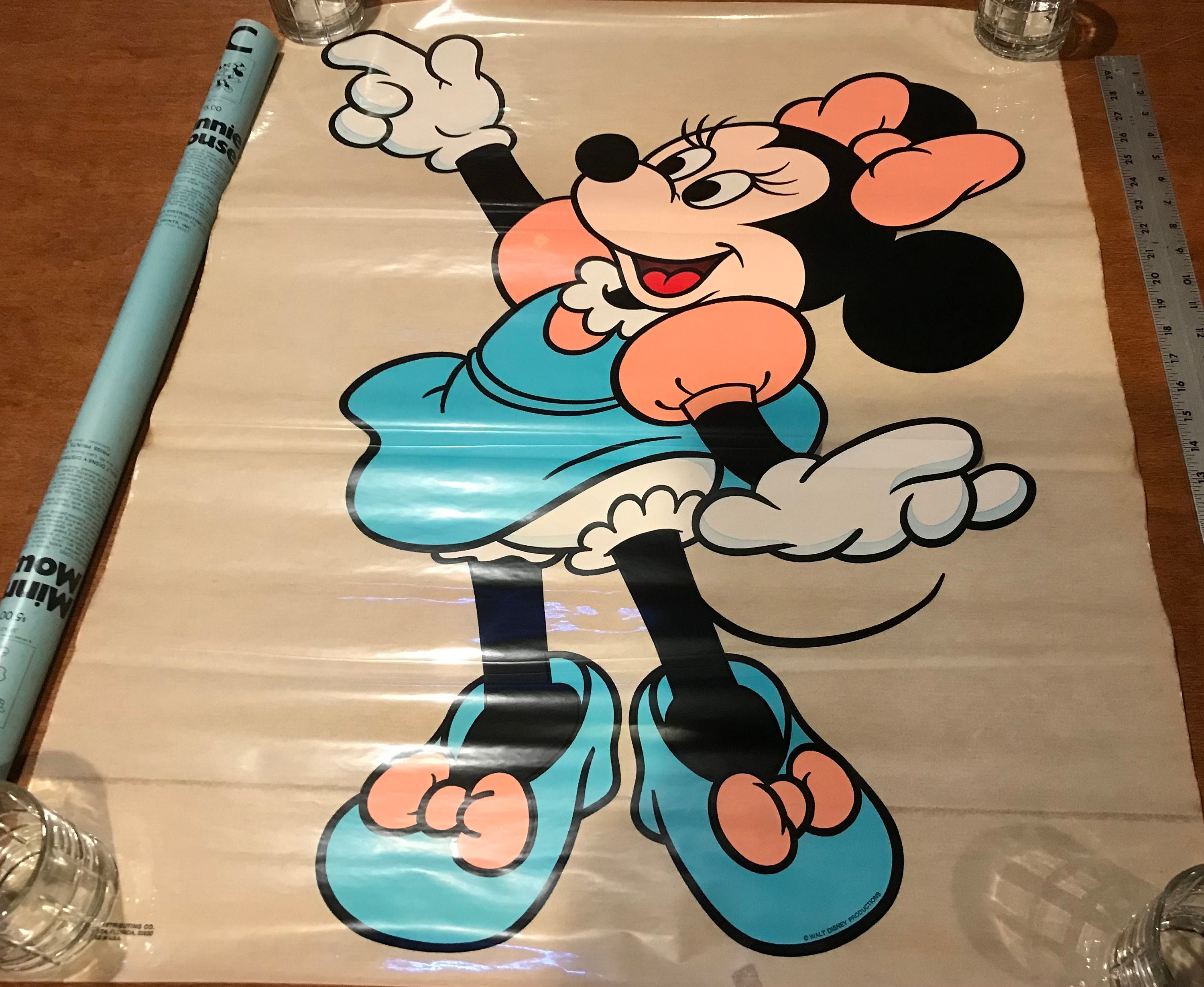 Vintage Walt Disney Minnie Mouse Huge Vinyl Wall Sticker - Vintage 1970 ...