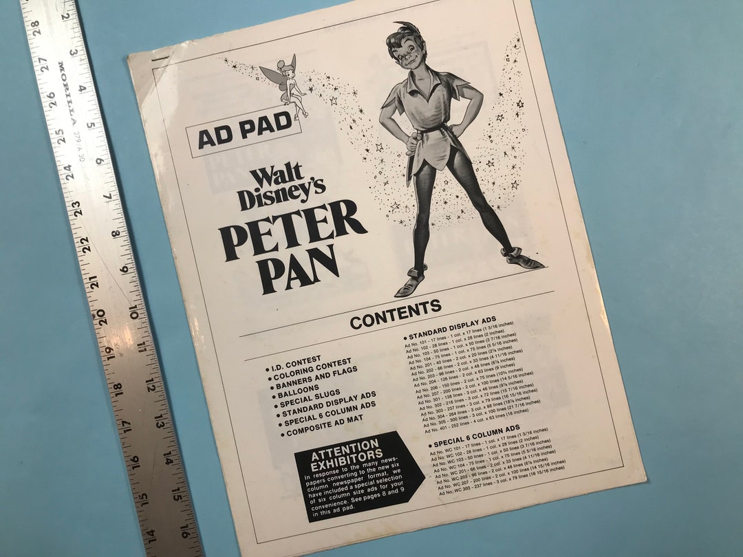 Walt Disney’s Peter Pan Vintage Original Ad Pad -1960’s - Complete ...