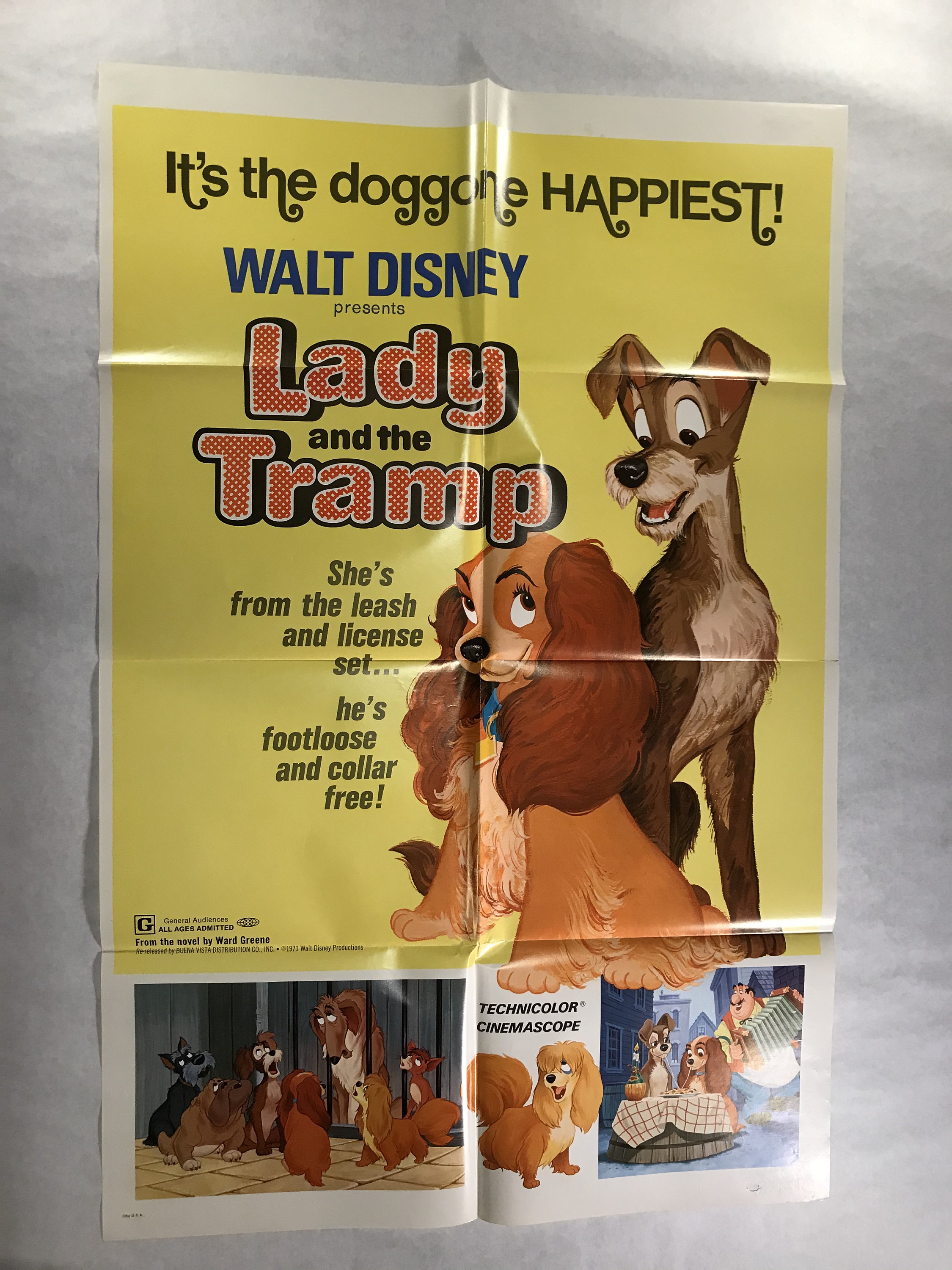 US One Sheet Original Movie Poster “ Lady and the Tramp “ 1972 Re