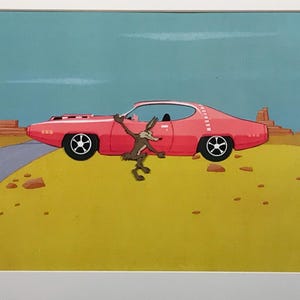 Animation Production Cel of Wile E. with color print background - Matted - 1960’s