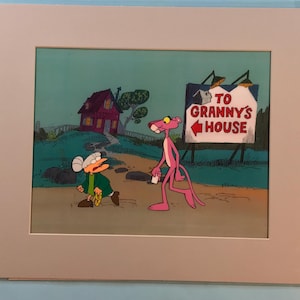 Vintage Pink Panther Animation Production 2 Cel Setup with Drawing