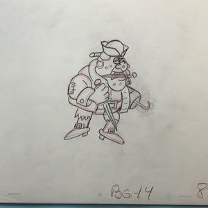 Animation Production Drawing of Jay Ward Pirate characterVintage 1960’s  Production Drawing