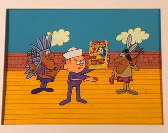 Animación Cels Vintage Crunch Berries Producción 2 Cel Configuración con fondo enmarañado Original - Entintado a mano - Década de 1960