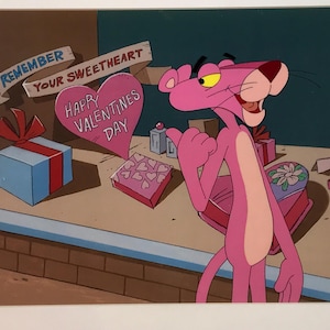 Vintage Pink Panther Animation Production Cel Setup - Valentines Day Theme