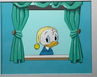 Celda de producción de animación vintage de Walt Disney - Pato Hewey - Celda de producción de animación vintage entintada a mano - década de 1950