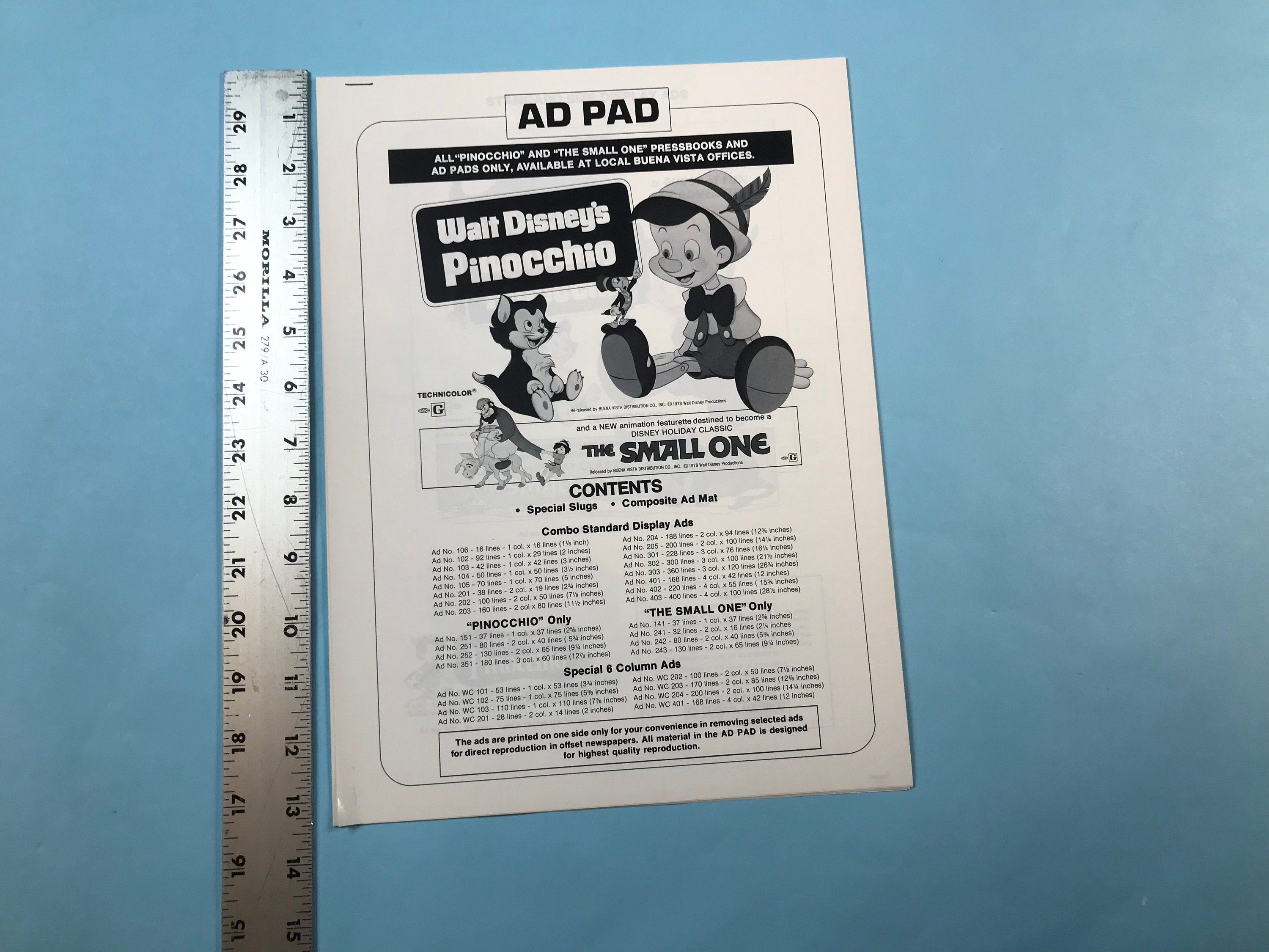 Disney’s Pinocchio Adpads, 3 Different Advertising Booklets -1978 ...