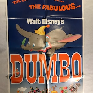 Vintage US One Sheet Original Movie Poster “ Dumbo “  Original Vintage 1972 - Movie Collectible