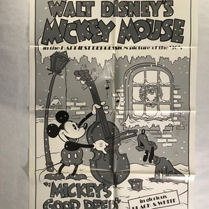 Vintage 1 Sheet Original Movie Poster “ Mickey’s Good Deed “  1930’s  Re-Release  Original Vintage 1970’s Re-Release in Excellent Condition