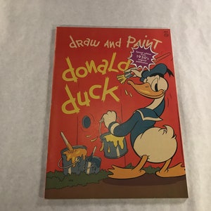 Walt Disney’s  Donald Duck Draw and Paint Book - Huge Coloring Book - 1937 - Mint Uncolored  1970’s release